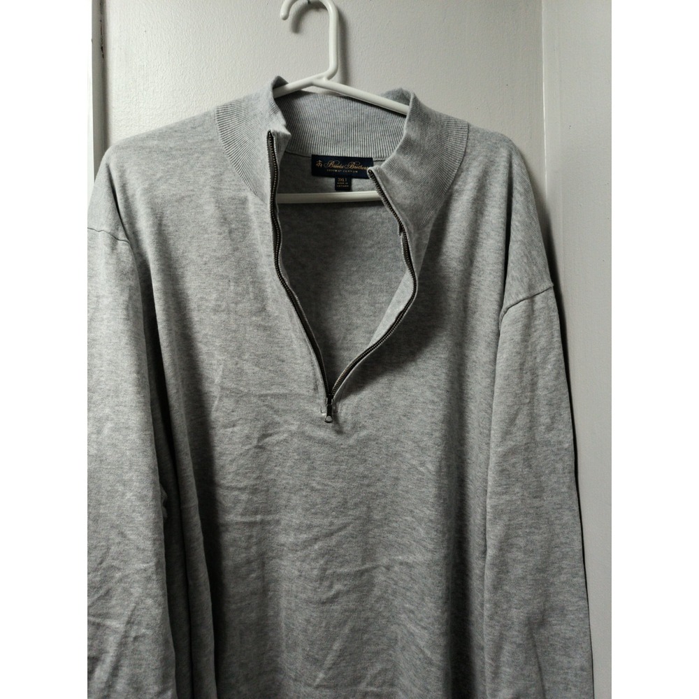 Brooks Brothers Supima Cotton 1/4 Zip Pullover Sweater Mens 3XLT Gray Heather - Picture 3 of 9